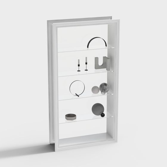 Elegant Low-Poly Display Cabinet 3D model