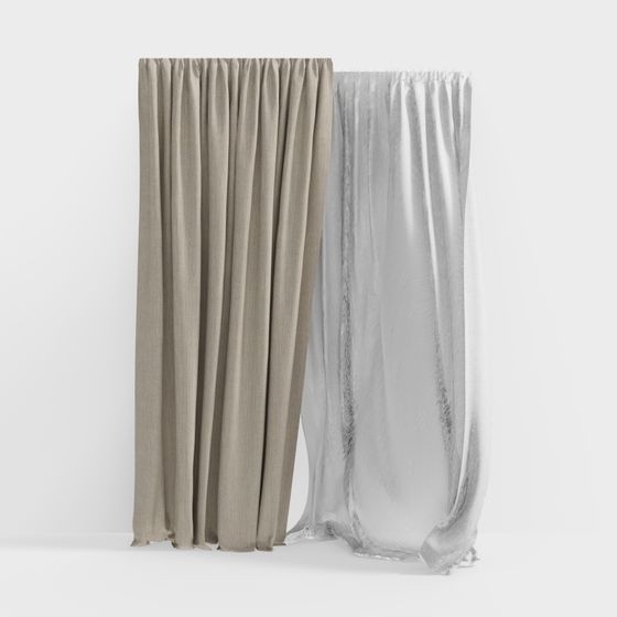 Elegant Gray and Silver Curtain 3D model