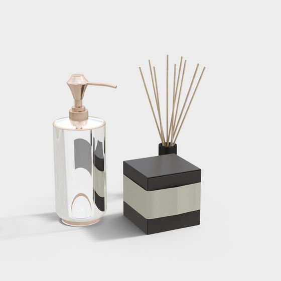 Elegant 3D Model of Modern Aesthetic Bathroom Accessories