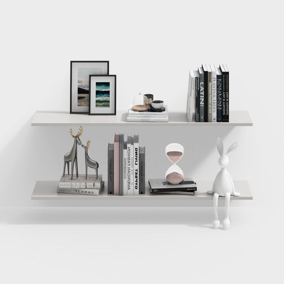 Modern Minimalist 3D Bookshelf Model