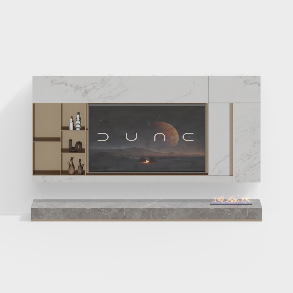 New Chinese Style Living and Dining Room TV Wall