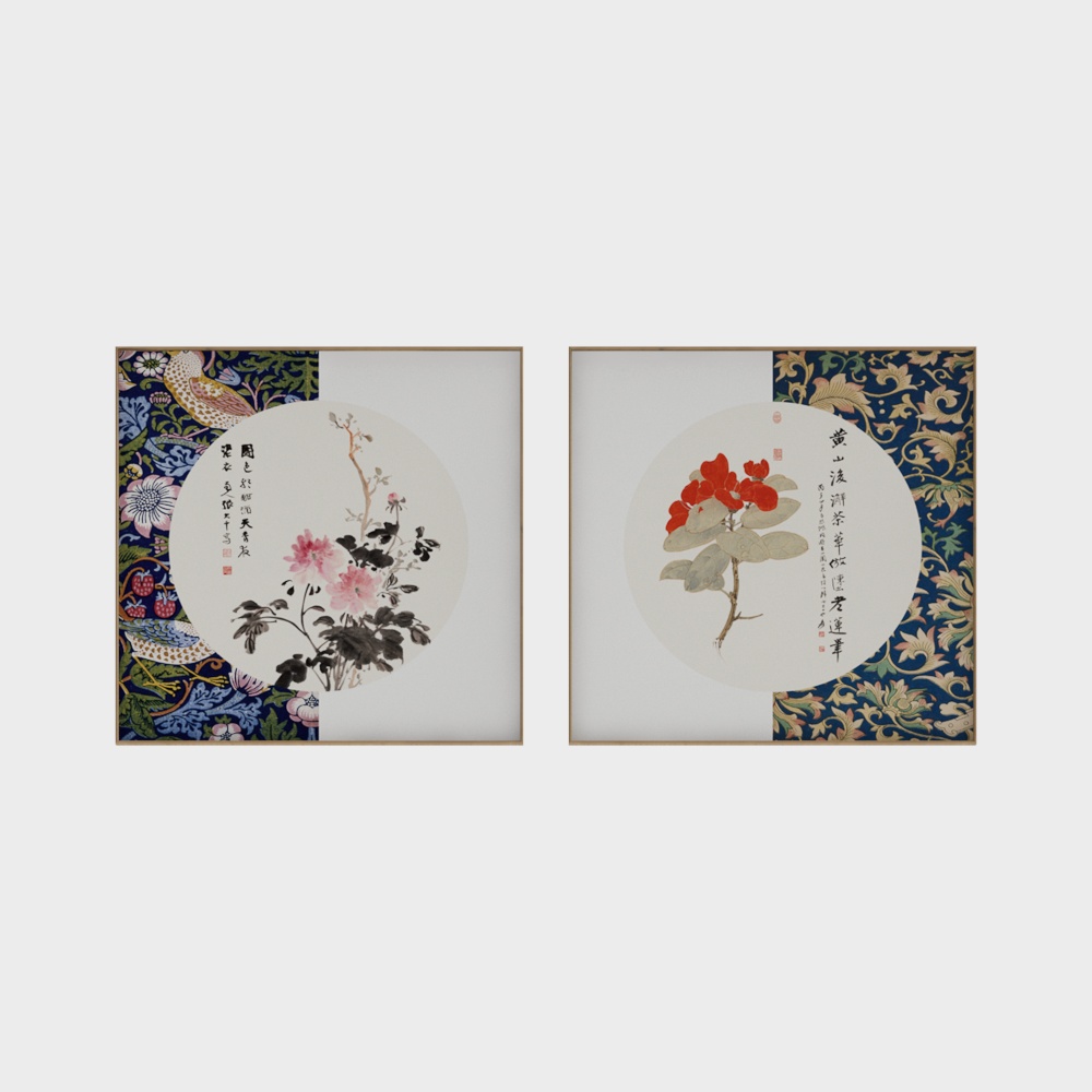 New Chinese-Style Living and Dining Room Decorative Painting Set