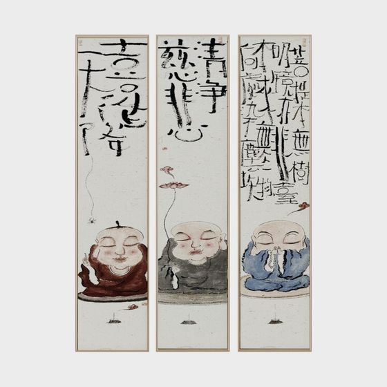 Meditative Monk 3D model for Serene Spaces