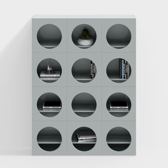 Unique Circular Hole Bookshelf 3D model