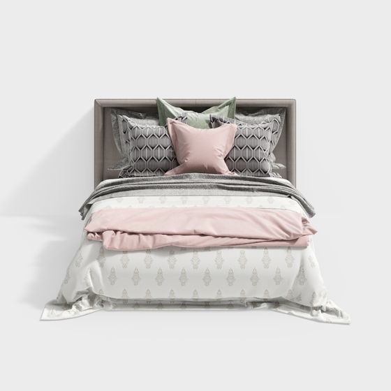 Stylish Low-Poly Bed 3D model for Cozy Spaces