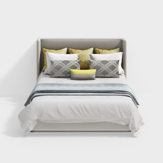 Elegant Low-Poly Bed 3D model for Modern Interiors