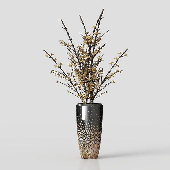 Mosaic Vase with Blossoms 3D model for Creative Spaces