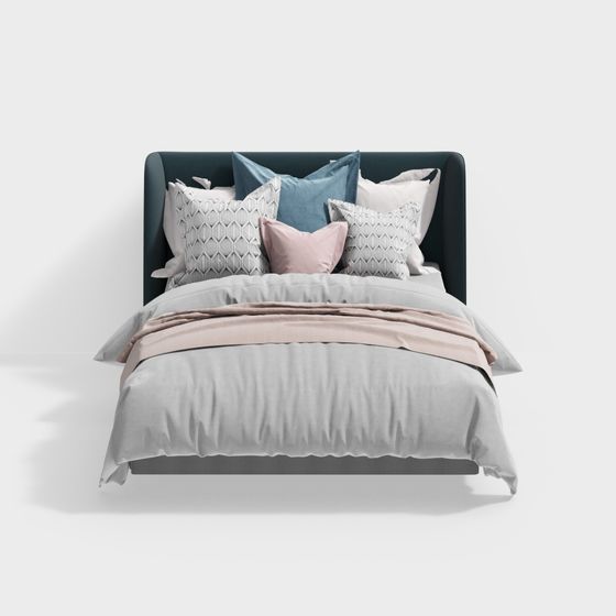 Elegant Low-Polygon Bed 3D model