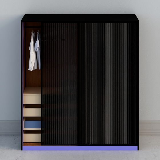 Elegant Low-Polygon Wardrobe 3D model for Contemporary Homes