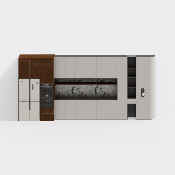 Stylish Low-Polygon Kitchen Cabinet Door 3D Model