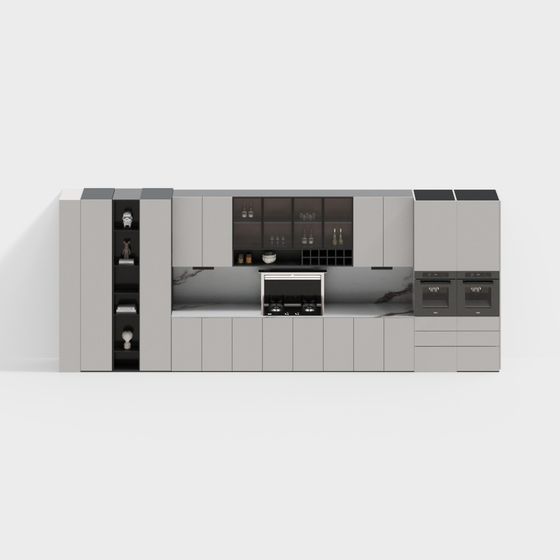 Modern Minimalist Kitchen 3D model Design