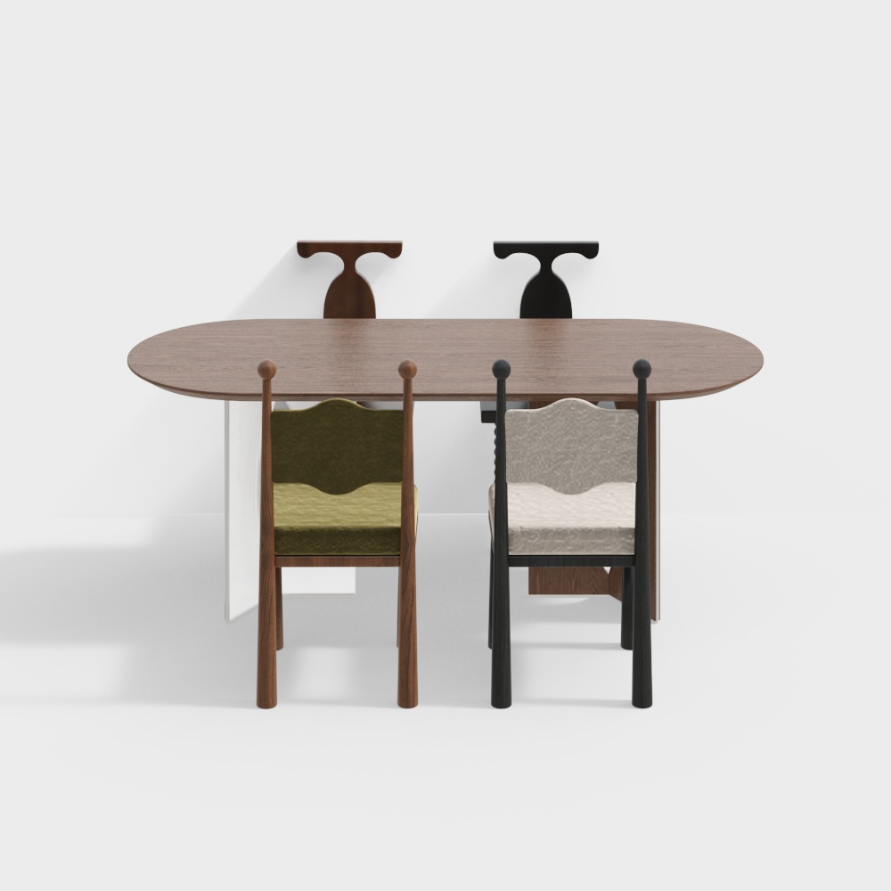 Elegant Dining Table and Chairs 3D Model – Nordic Design