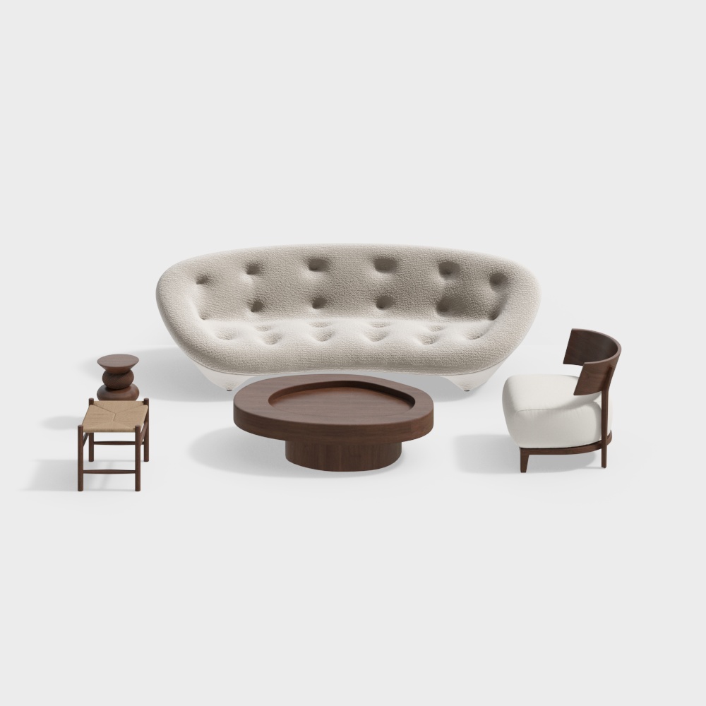 Vintage Style Living and Dining Room Sofa Coffee Table Set