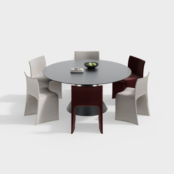 Stylish Dining Table and Chair Set 3D model for Contemporary Interiors