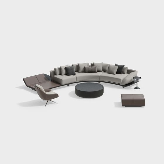 Curve Comfort Sofa Set 3D model for Modern Interiors