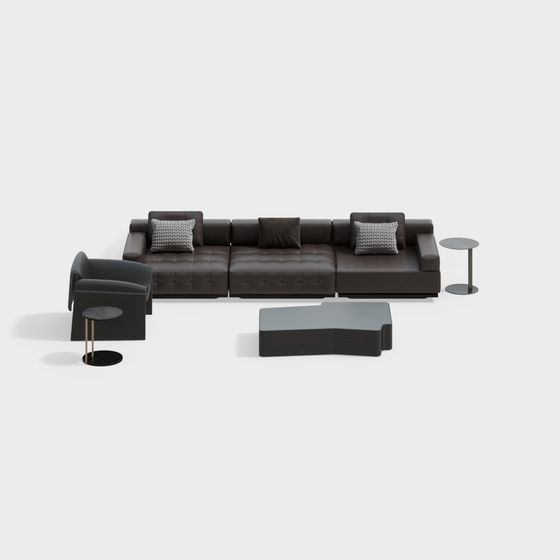 Chic Low Poly Sofa Set 3D model for Modern Spaces