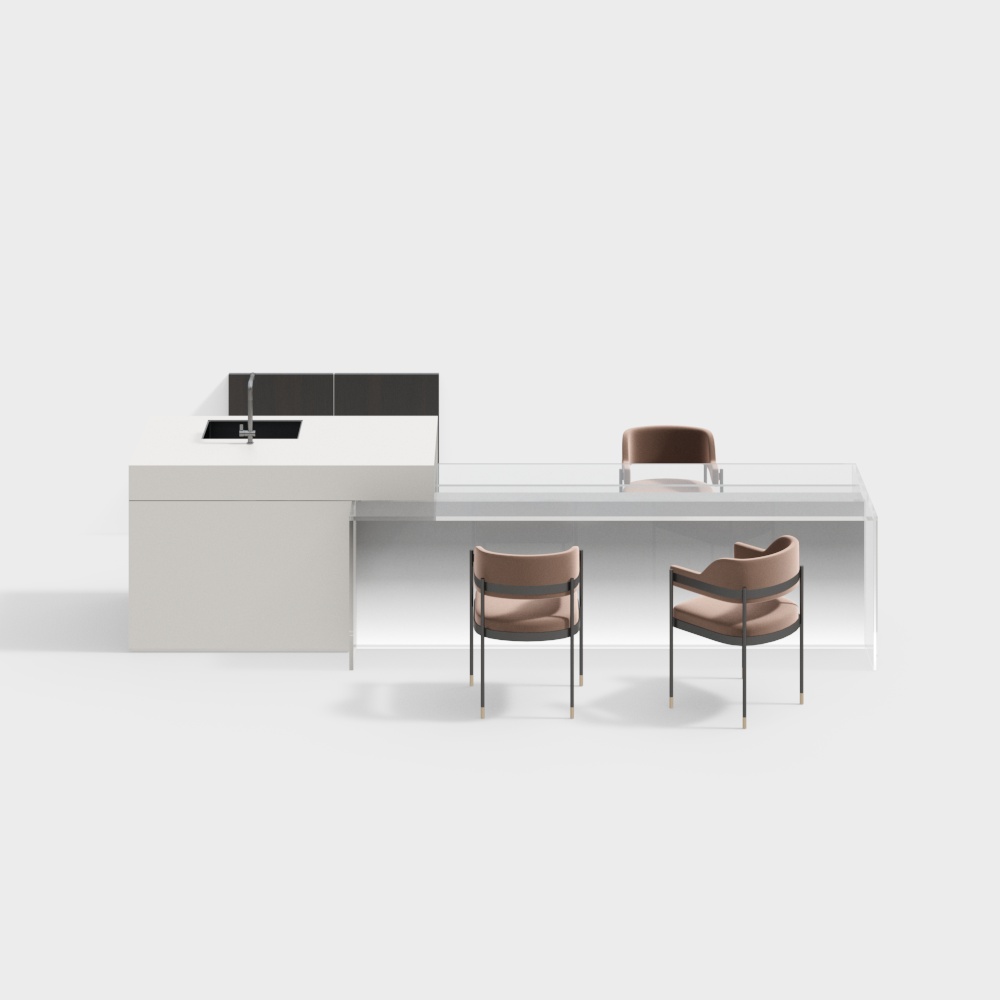 Urban Oasis Kitchen 3D Model – Minimalist Modern Design