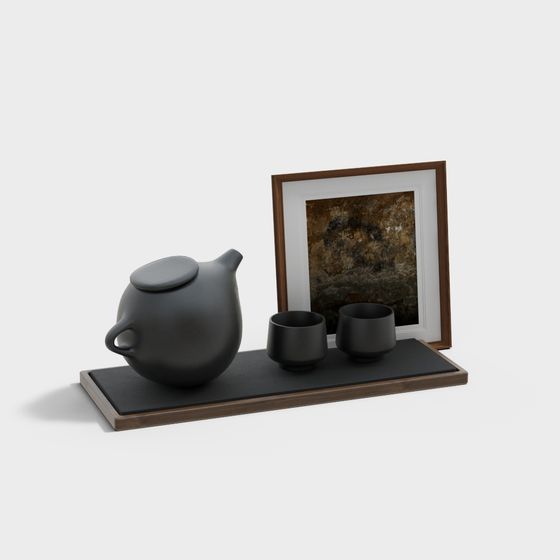 Minimalist Tea Set 3D model for Modern Aesthetics