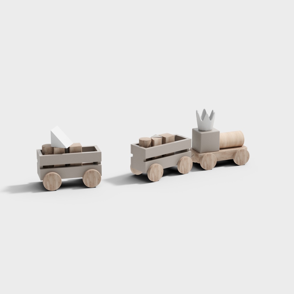 Playful Fun Train 3D model for Kids