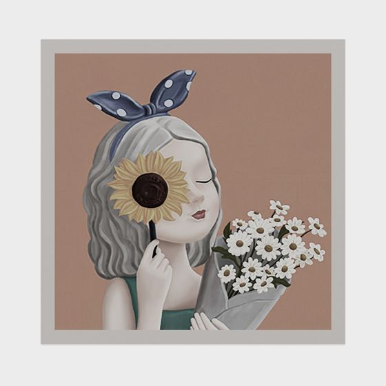 Elegant Female 3D Model with Floral Touch 3D model