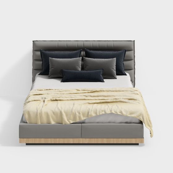 Stylish Minimalist Bed 3D model for Contemporary Homes