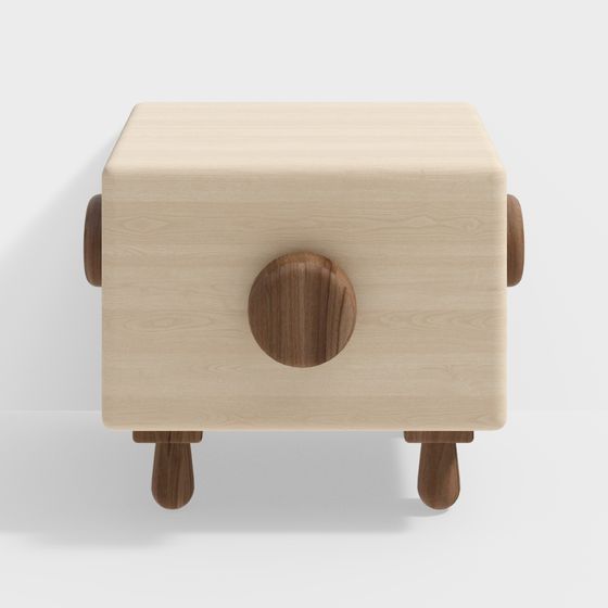 Cube Wooden Stool 3D model