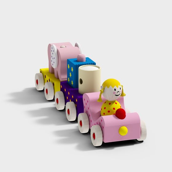 Playful Low-Poly Train 3D Model for Kids' Spaces