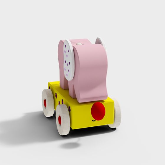 Cute Low-Poly Elephant Trailer 3D model for Kids