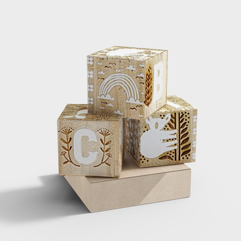 Rustic Building Blocks 3D model for Creative Projects