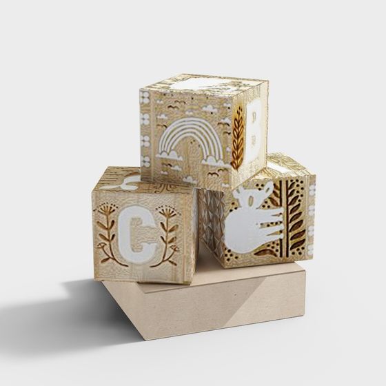 Rustic Building Blocks 3D model for Creative Projects