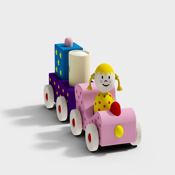 Charming Train and Girl 3D model for Kids' Designs