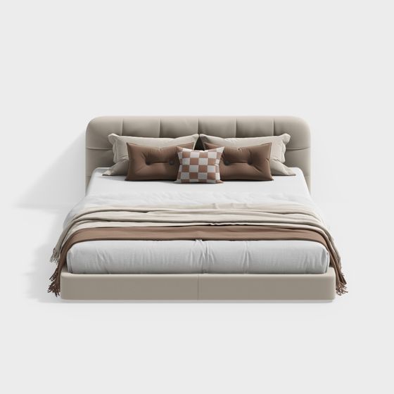 Chic Minimalist Bed 3D model for Modern Interiors