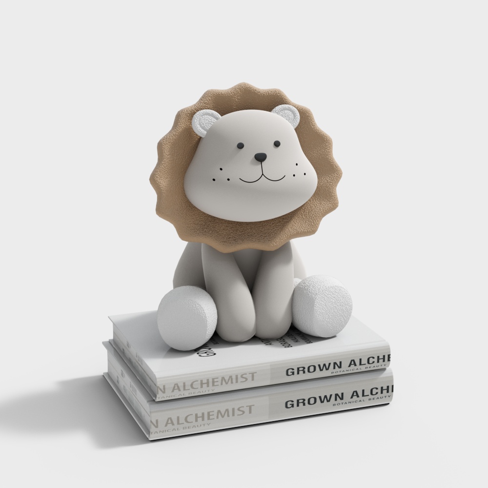 Lion Stuffed Toy Book Decoration