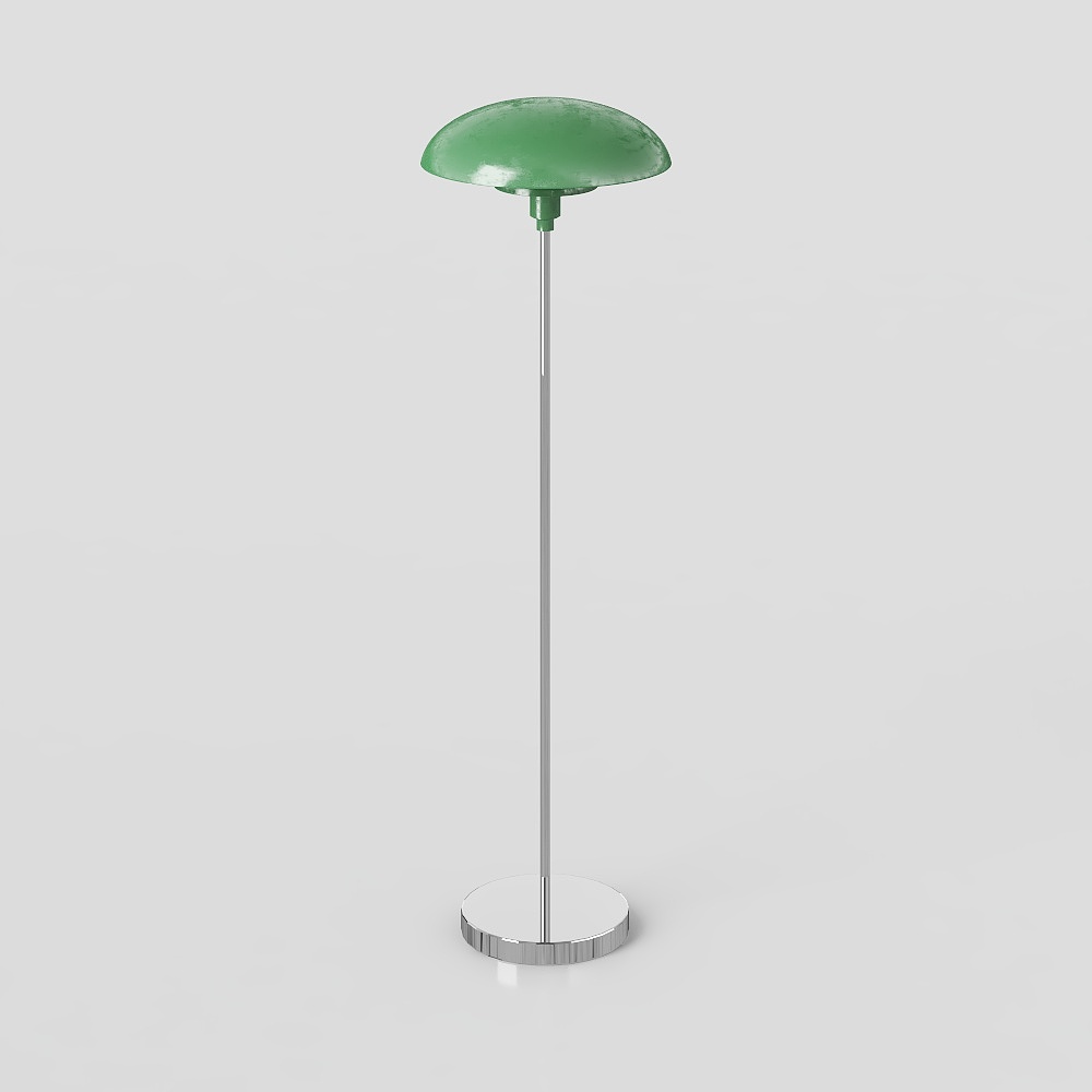 Stylish Modern 3D Lamp Model – Green Shade & Silver Pole