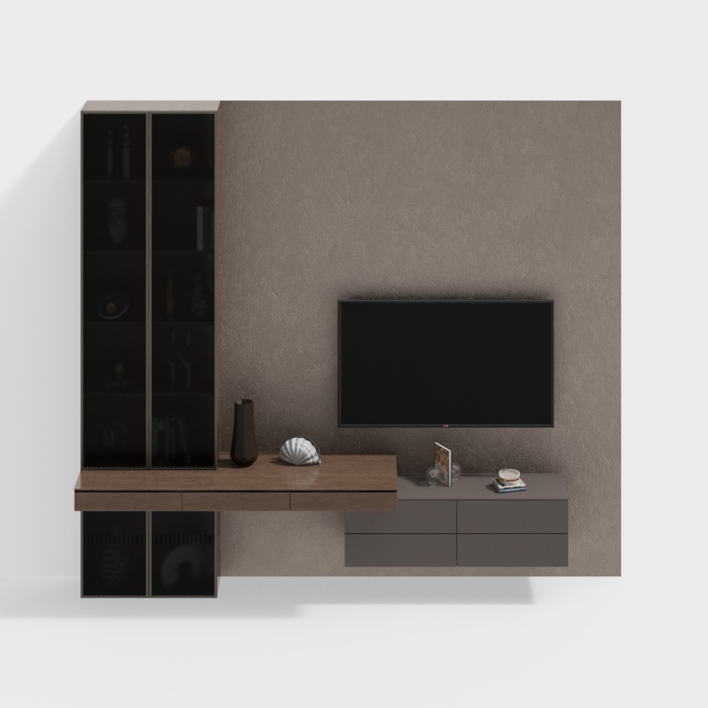Stylish Low-Polygon Television Wall Unit 3D model