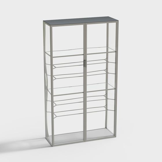 Modern Minimalist Glass Display Cabinet 3D model