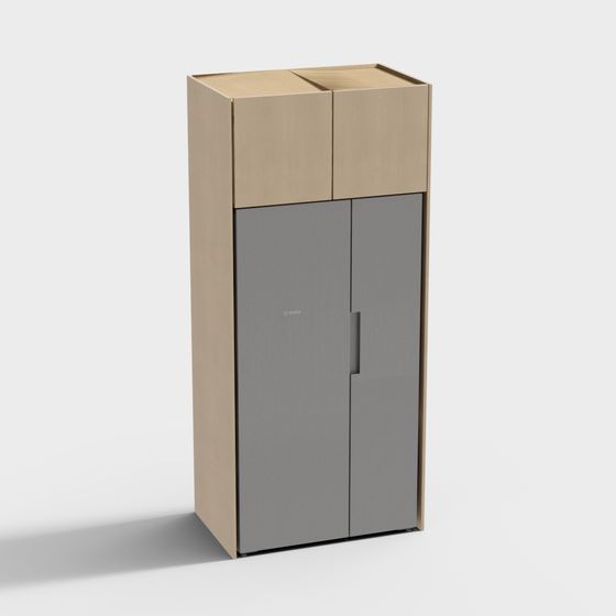 Modern Embedded Refrigerator 3D Model in Gray