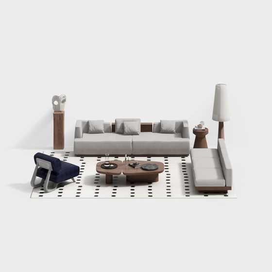 Stylish Urban Living Room 3D model