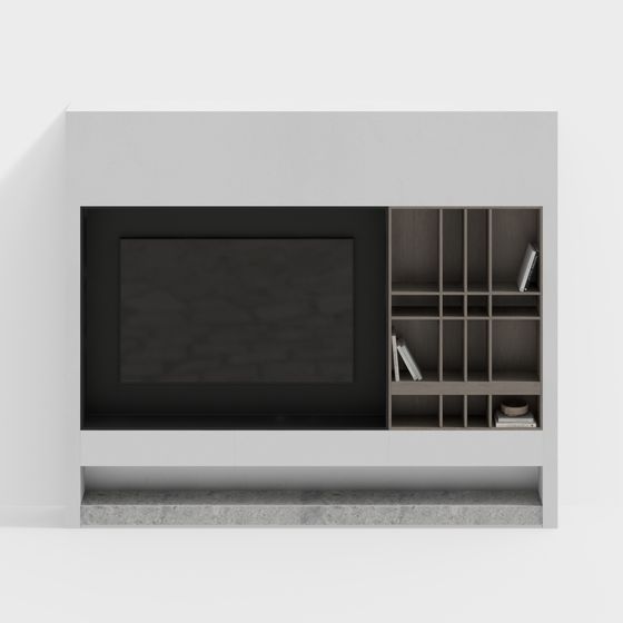 Black TV Wall 3D Model for Contemporary Living Rooms
