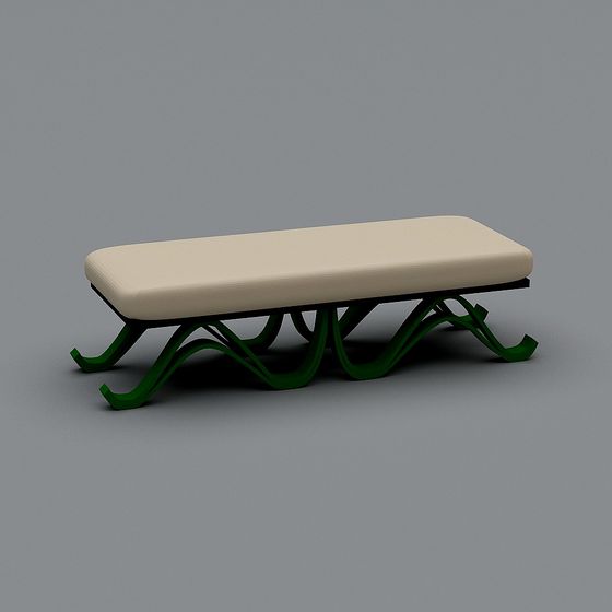 City Green Low Poly Bench 3D model