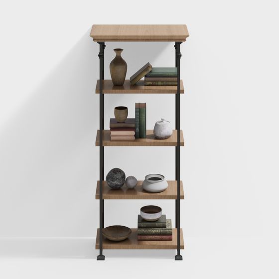 Industrial Style Bookshelf 3D model