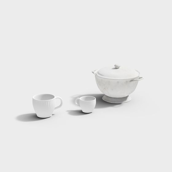 Elegant Low-Poly Tea Set 3D model