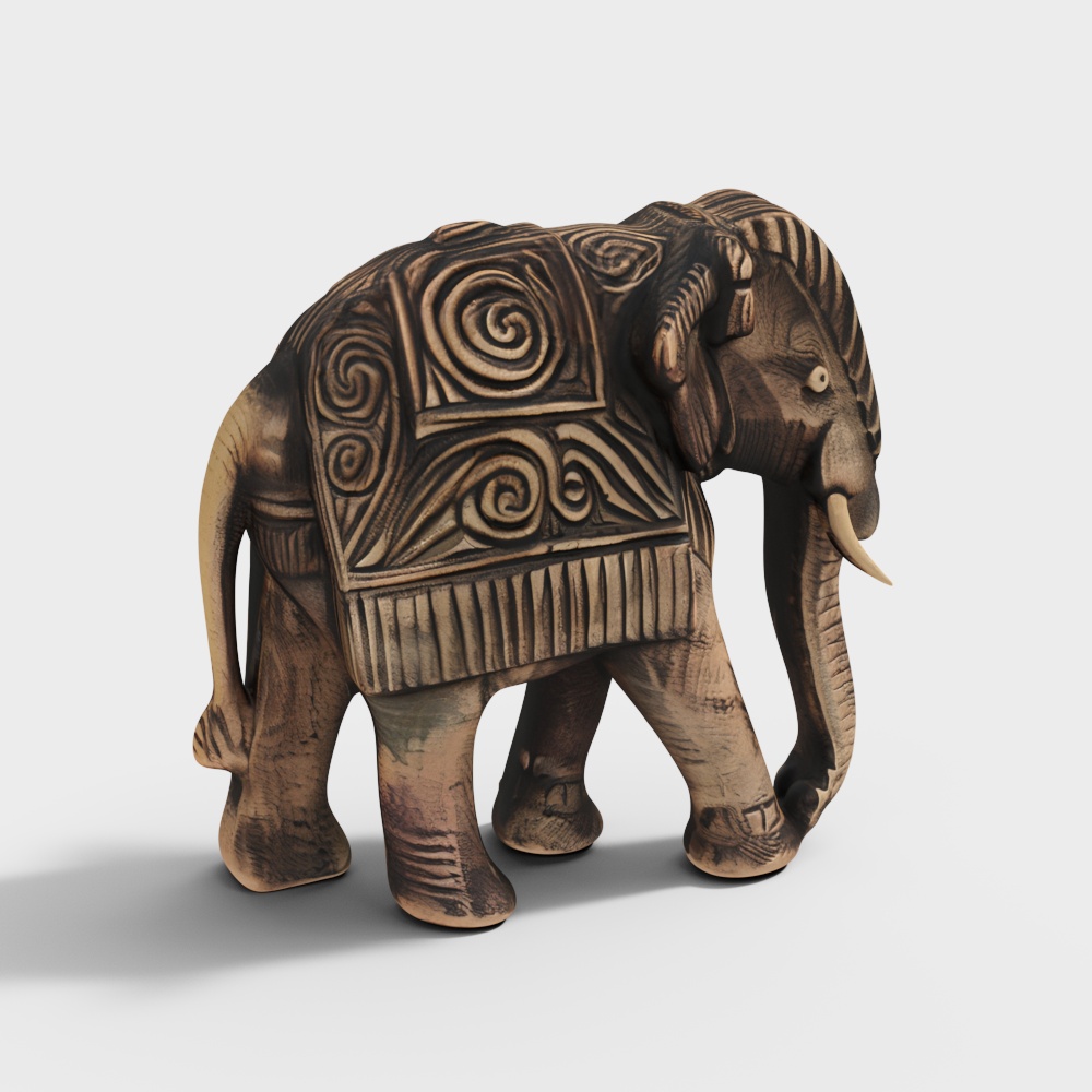 Colored Wood Elephant Showpiece 1
