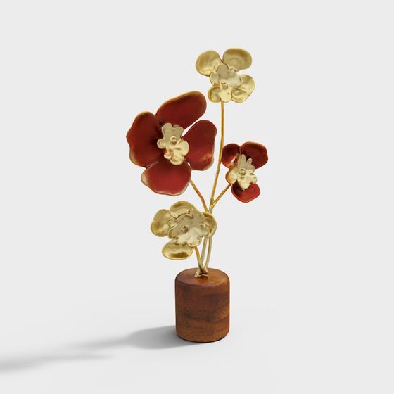 Golden Flower 3D Model for Decorative Arts