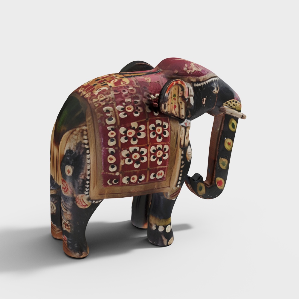 Colored Wood Elephant Showpiece 2