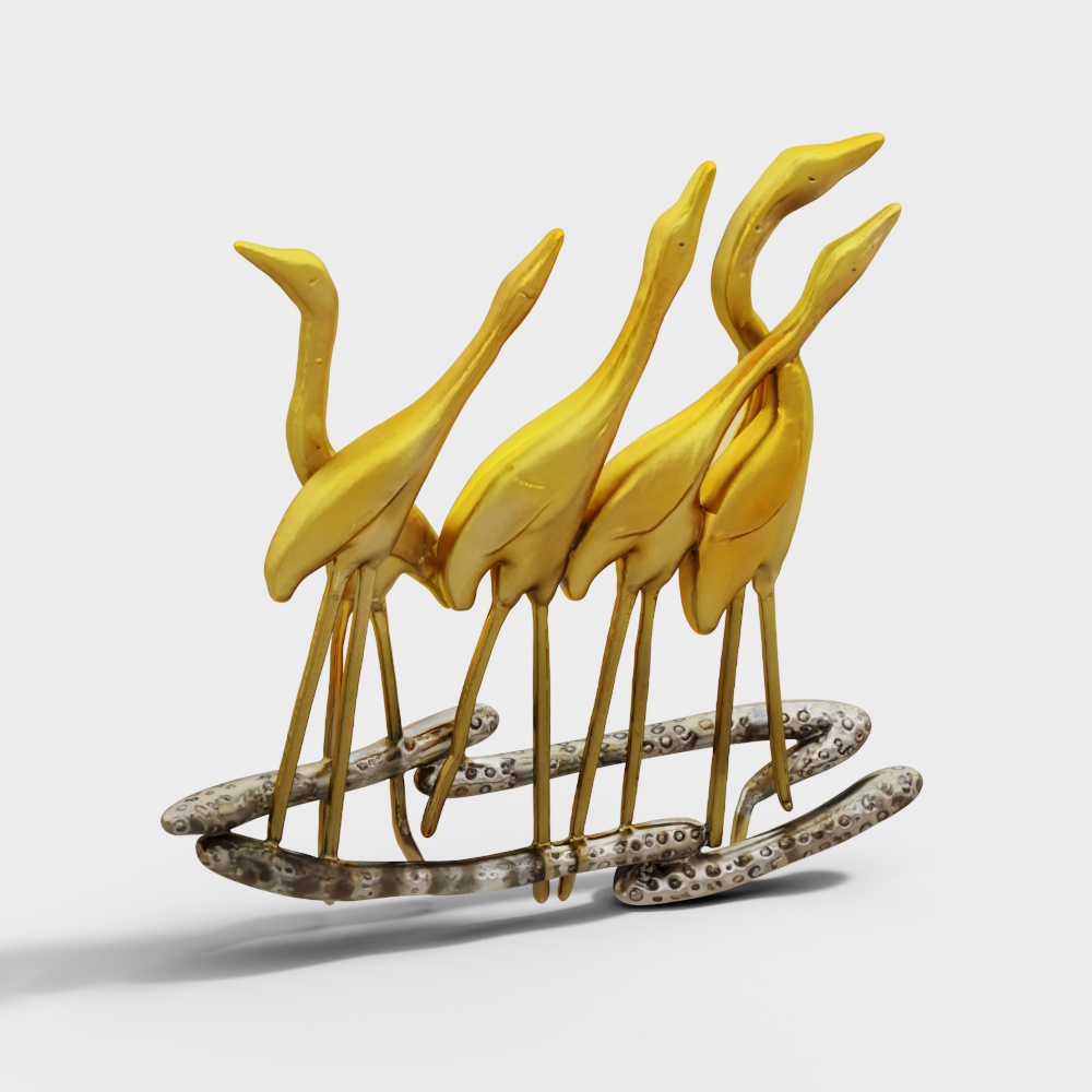 Flamingo Multicolour Iron and MDF Showpiece