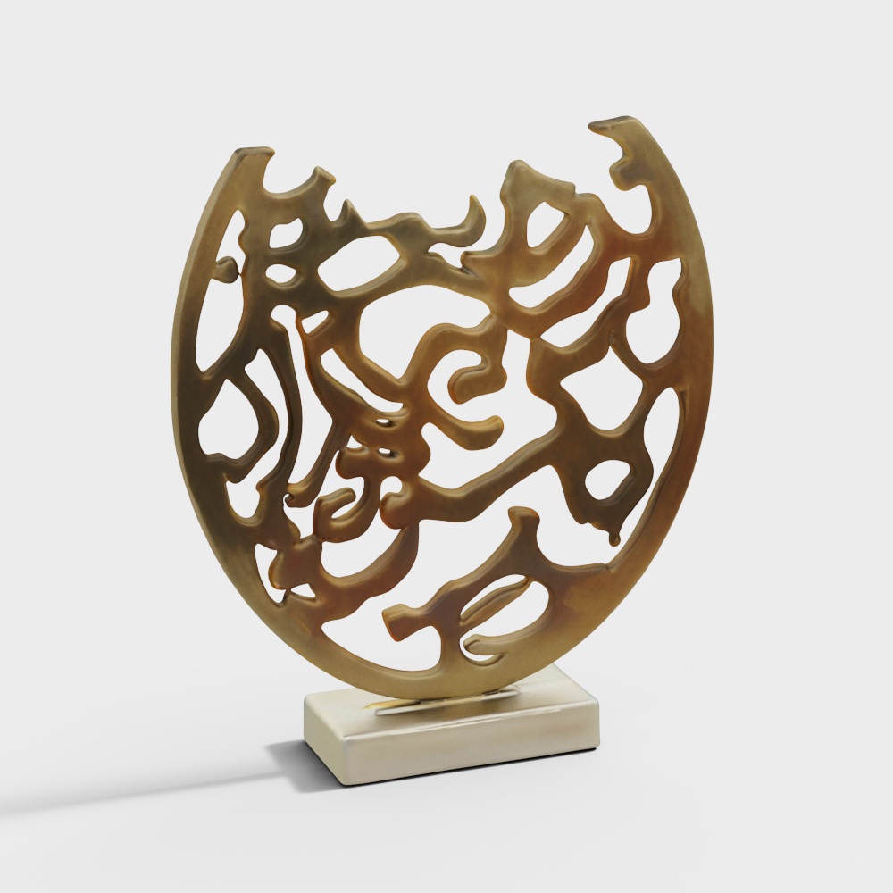 Layla Gold & White Iron & Marble Showpiece