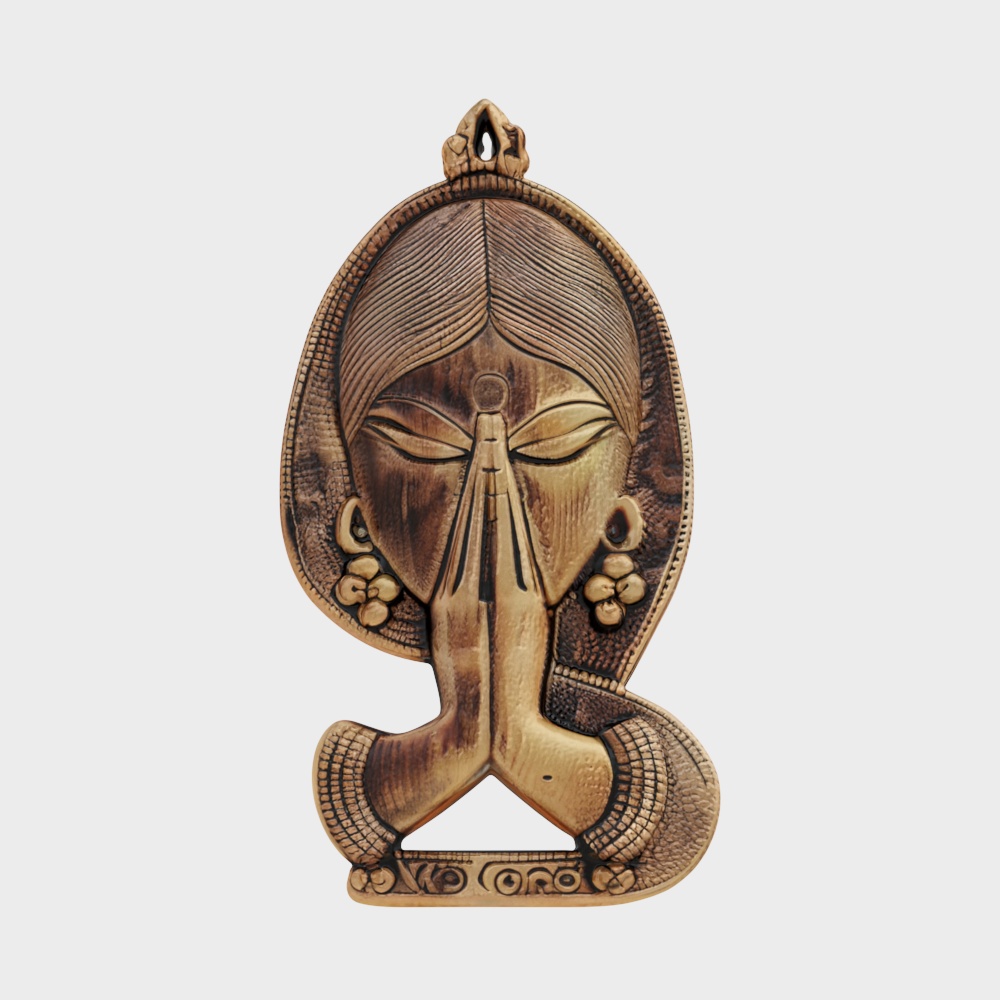 Wgloryind Brass Metal Welcome Namaste Lady Wall Art