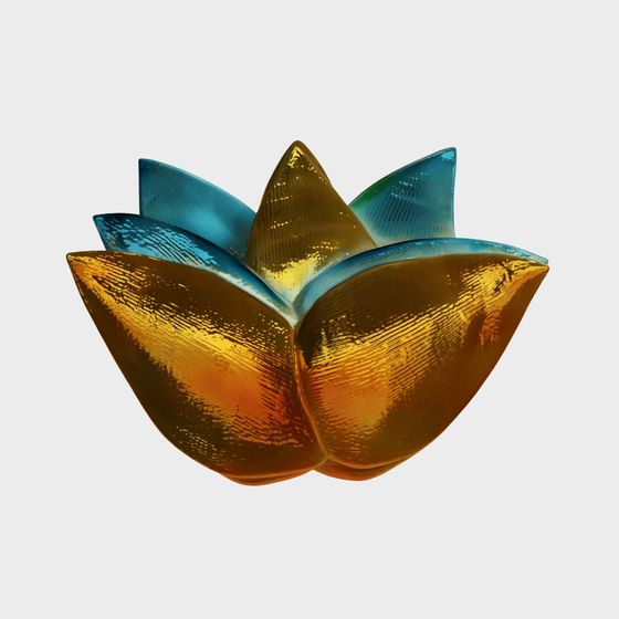 Wood Lotus Wall Art 3D Model in Golden