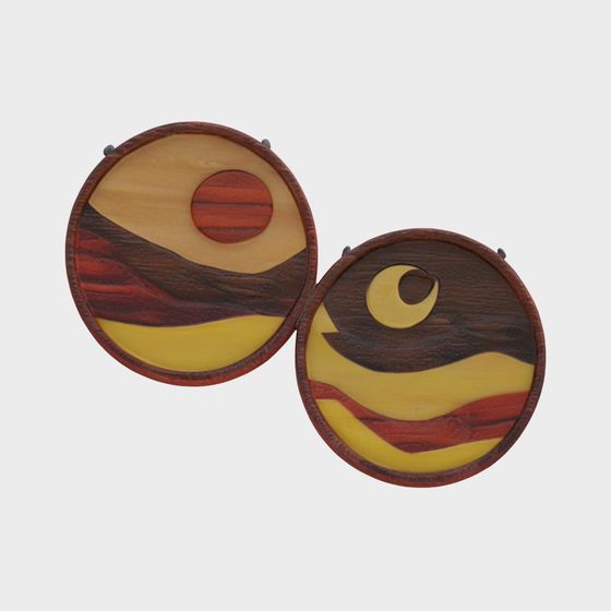 Brown AI Models Wood Round Paint Wall Art